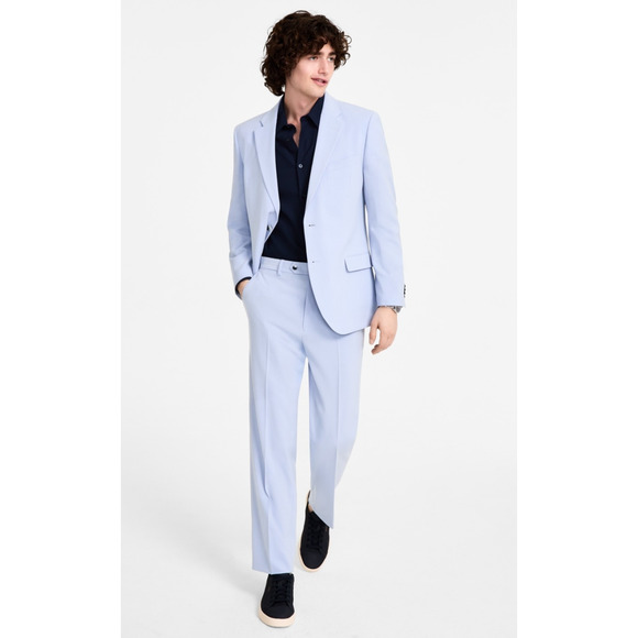 Nautica Men Modern Fit Bi-Stretch Suit Light Blue Jacket 36S Pants 30W